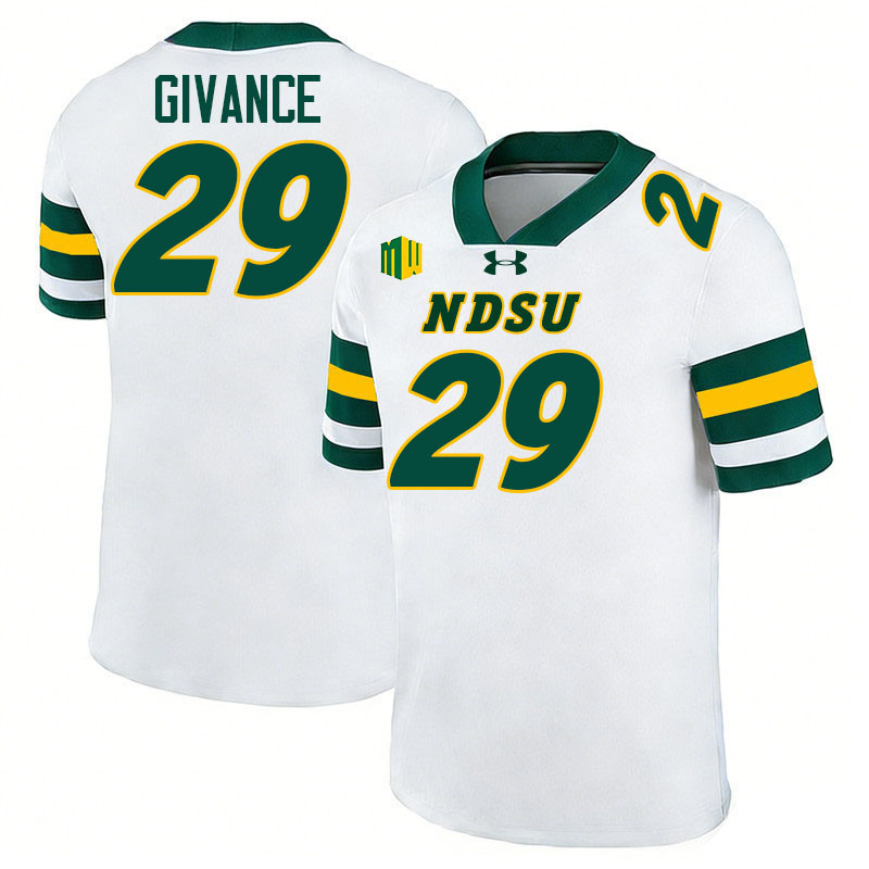 North Dakota State Bison #29 Darius Givance College Football Jerseys,Uniforms-White
